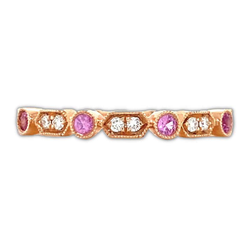 HENRI DAUSSI Pink Sapphire & Diamond Wedding Band