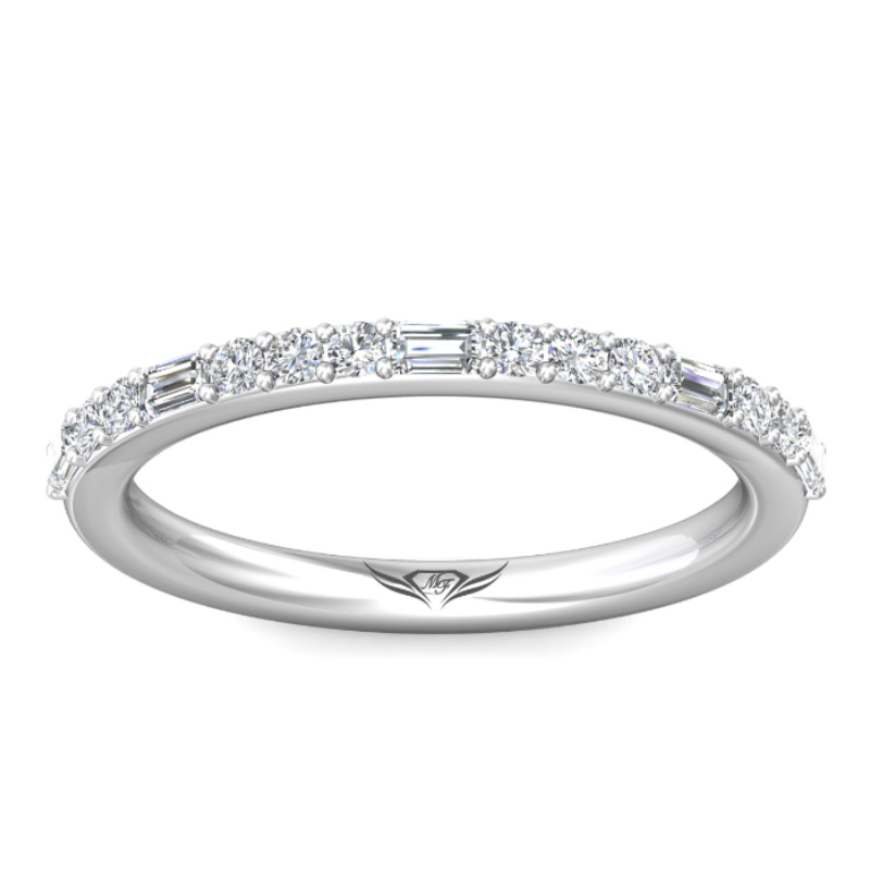 14KW Round & Baguette Diamond .36ctw G-H VS2-SI1 Band Size 6.5