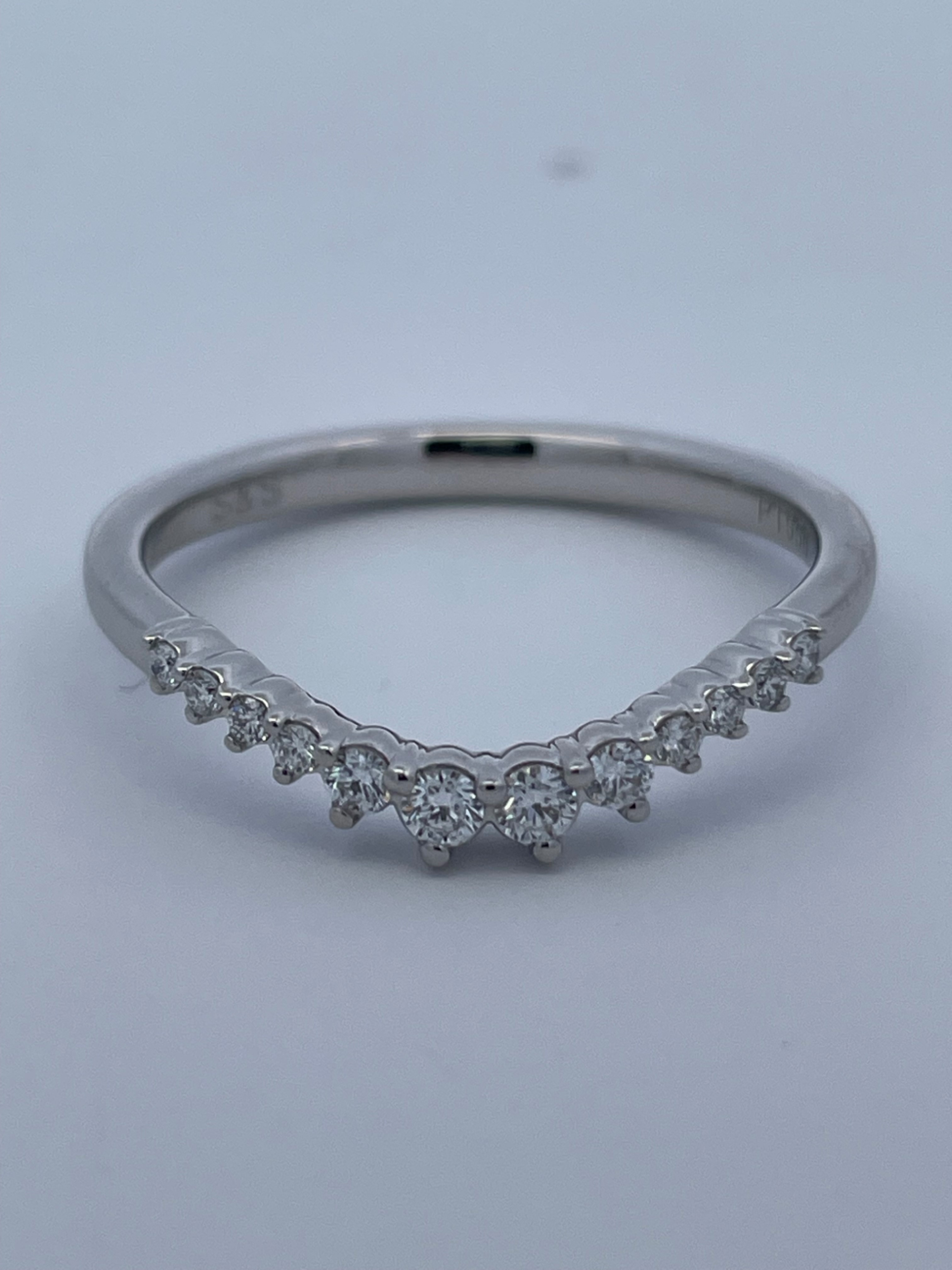 Platinum Curved Diamond Band 0.20ctw in a Finger Size 8.5