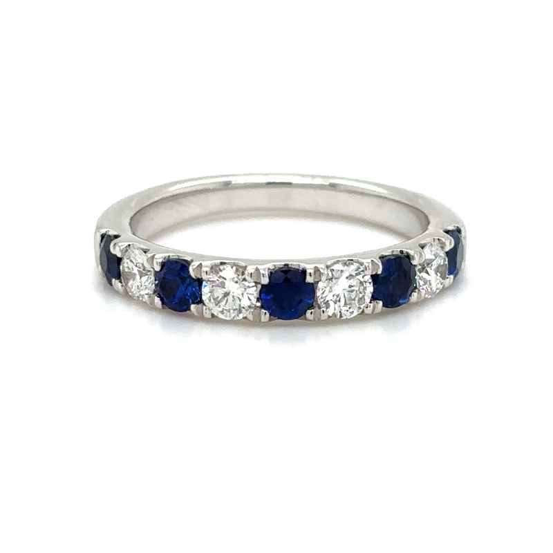 Alternating Diamond & Sapphire Wedding Band
