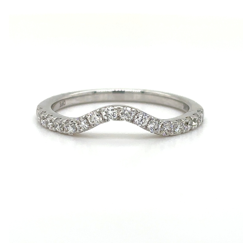 14KW Curved Diamond Wedding Band Size 17 Rnd Dia 0.34ctw Size 6.5
