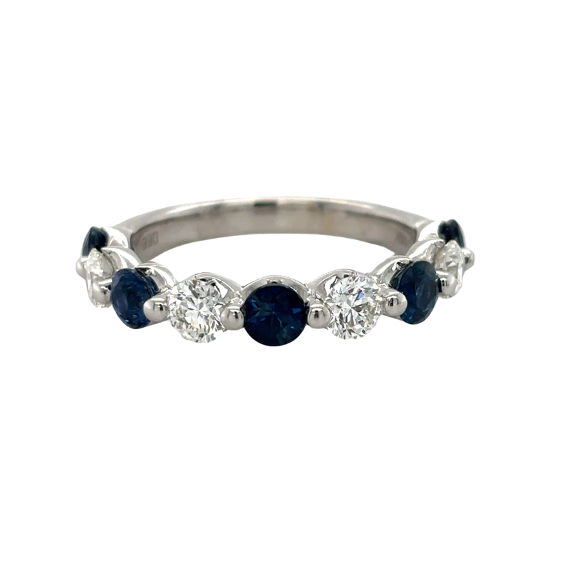 Alternating Diamond & Sapphire Wedding Band