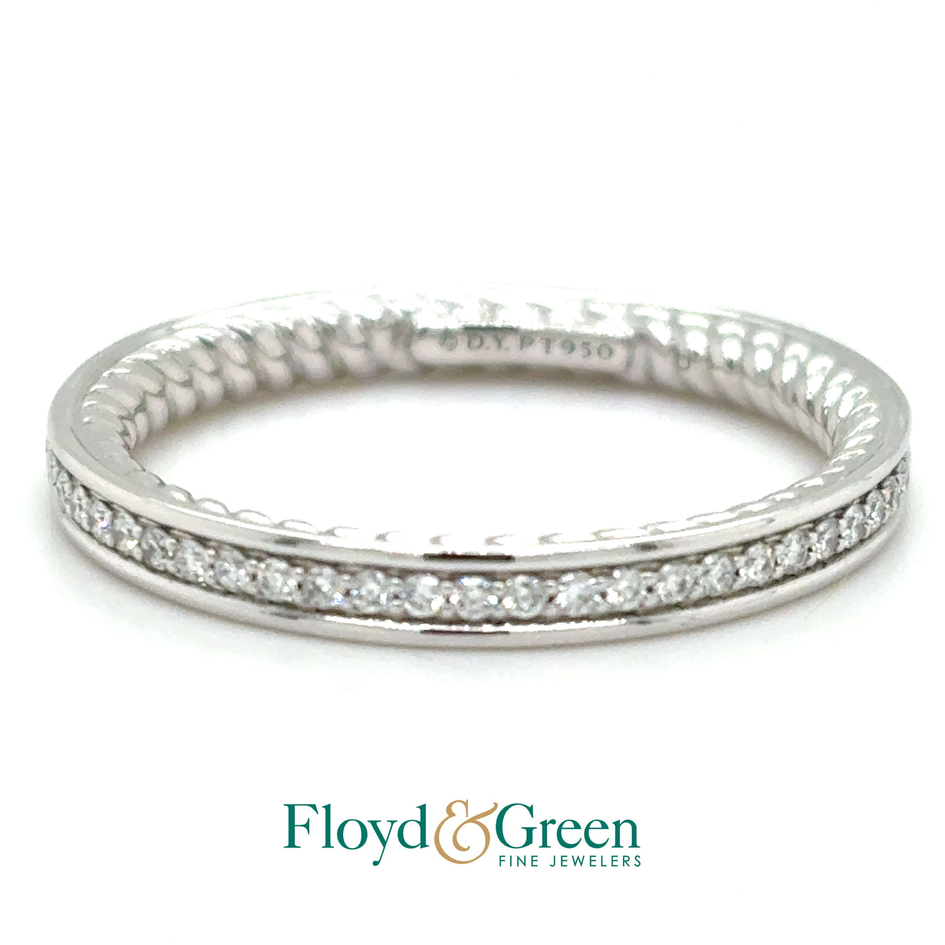 David Yurman Platinum Partway Diamod Band, Size 6.5