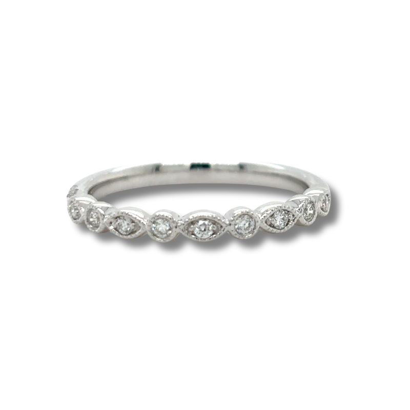 14KW Milgrain Dia .10ctw G-H SI1 Wedding Band Size 6.5