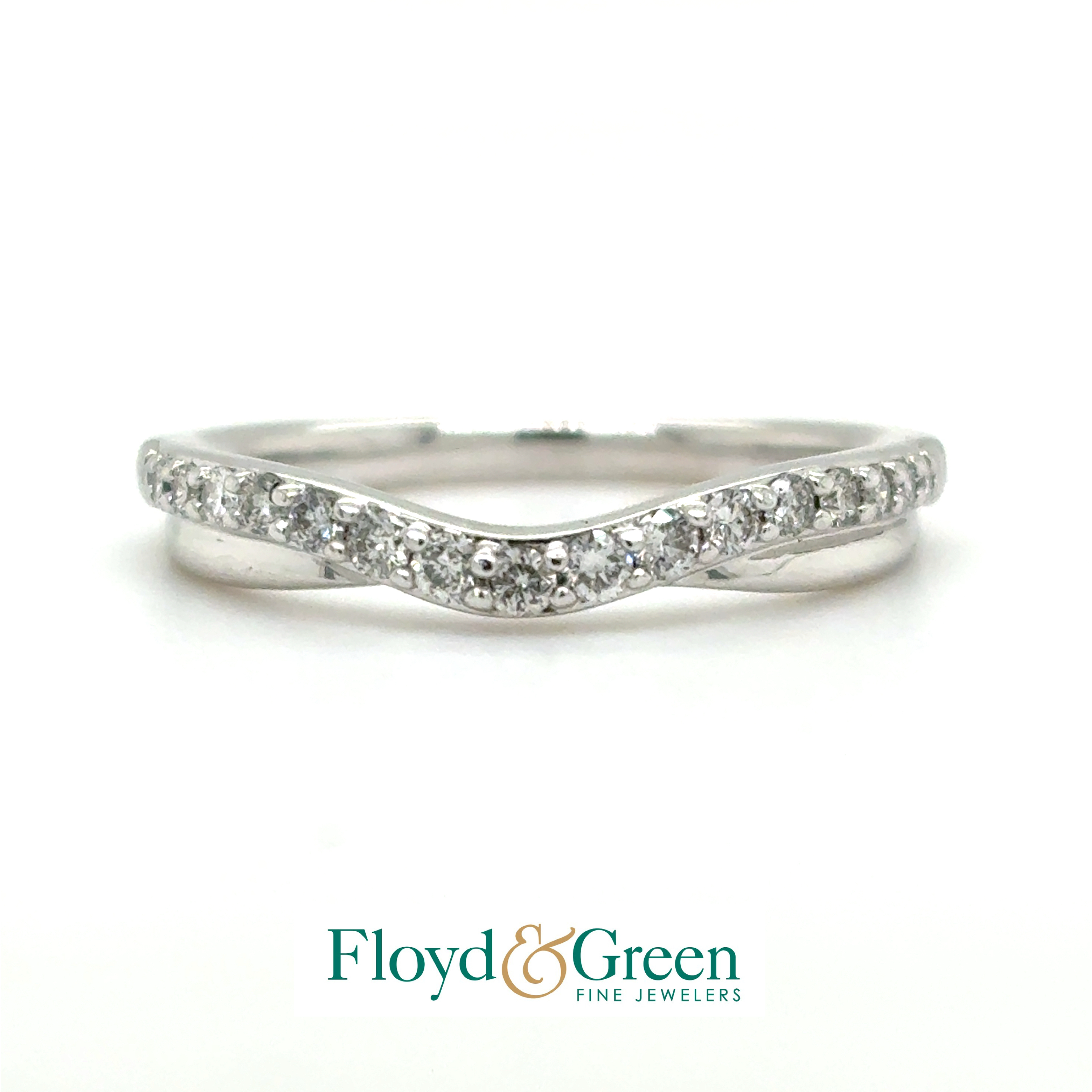 14KW Diamond Wedding Band, 17 Round Brilliant-cut, 0.34ct, H SI1-SI2, Size 6