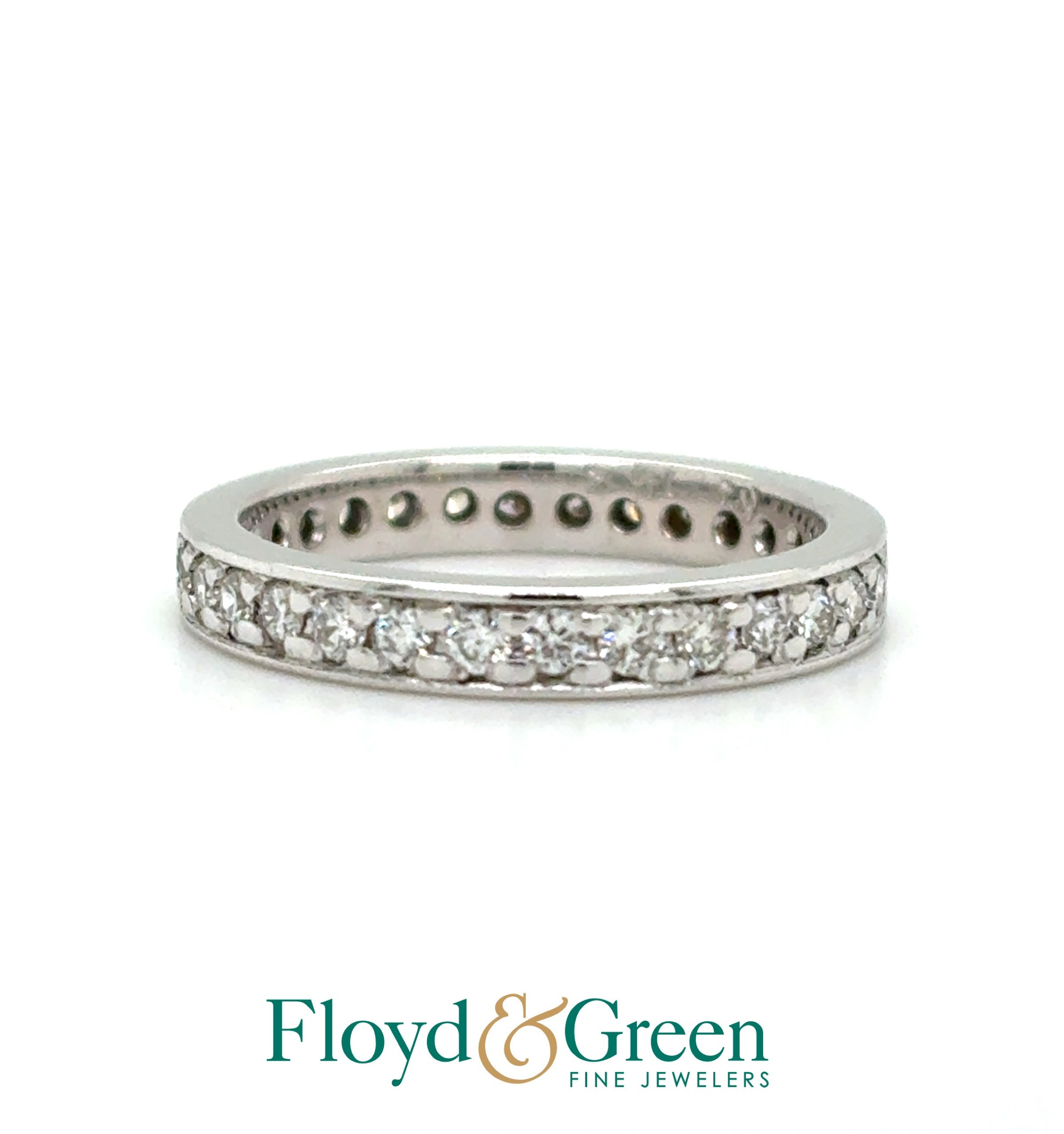 14KW Diamond Eternity Wedding Band, 30 Round, 0.60ct, G VS1-VS2, Size 4