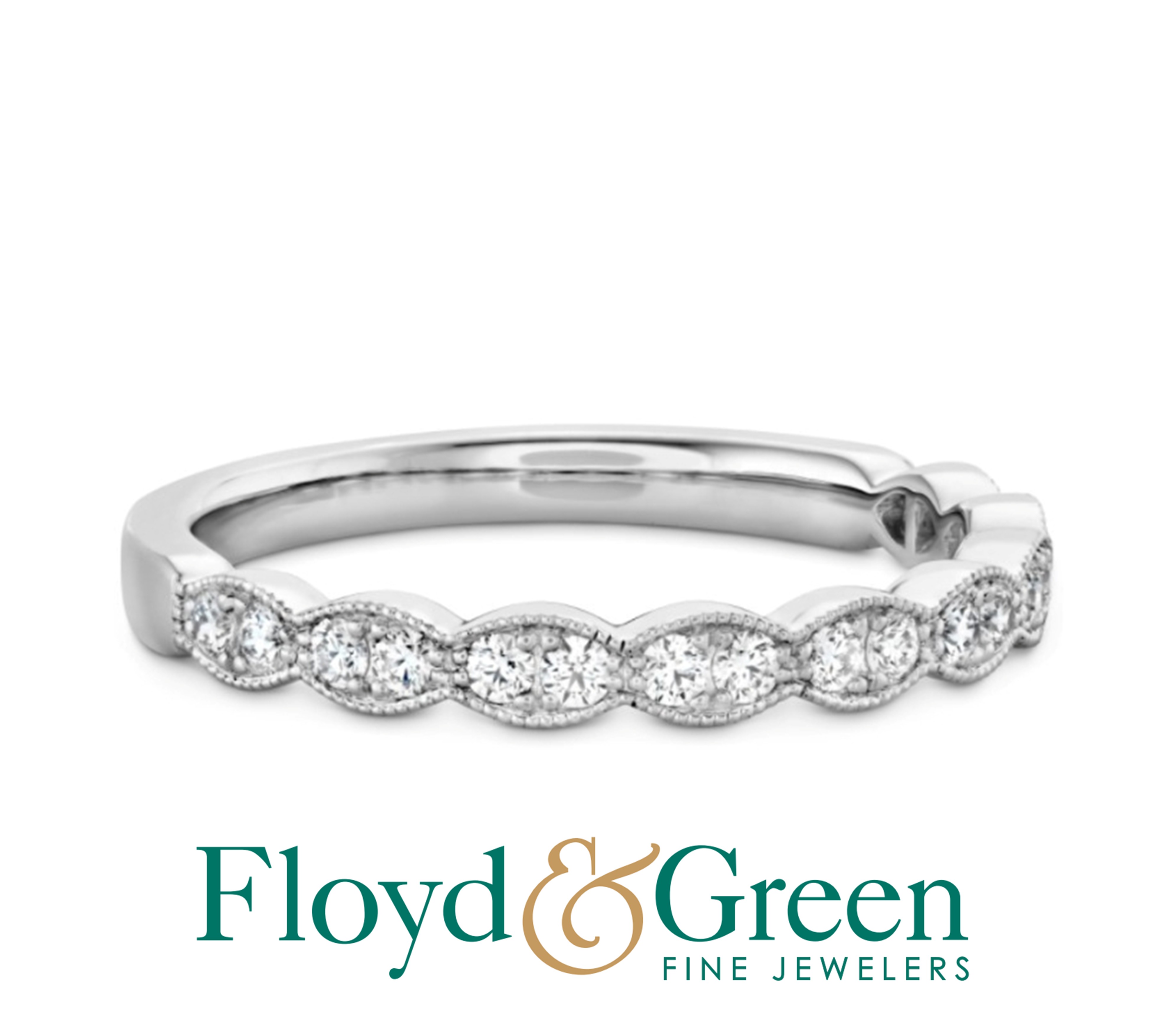 18KW Hearts on Fire Lorelei Floral Diamond Band, 16 Round, 0.22tw, G-H VS-SI, Size 3.5