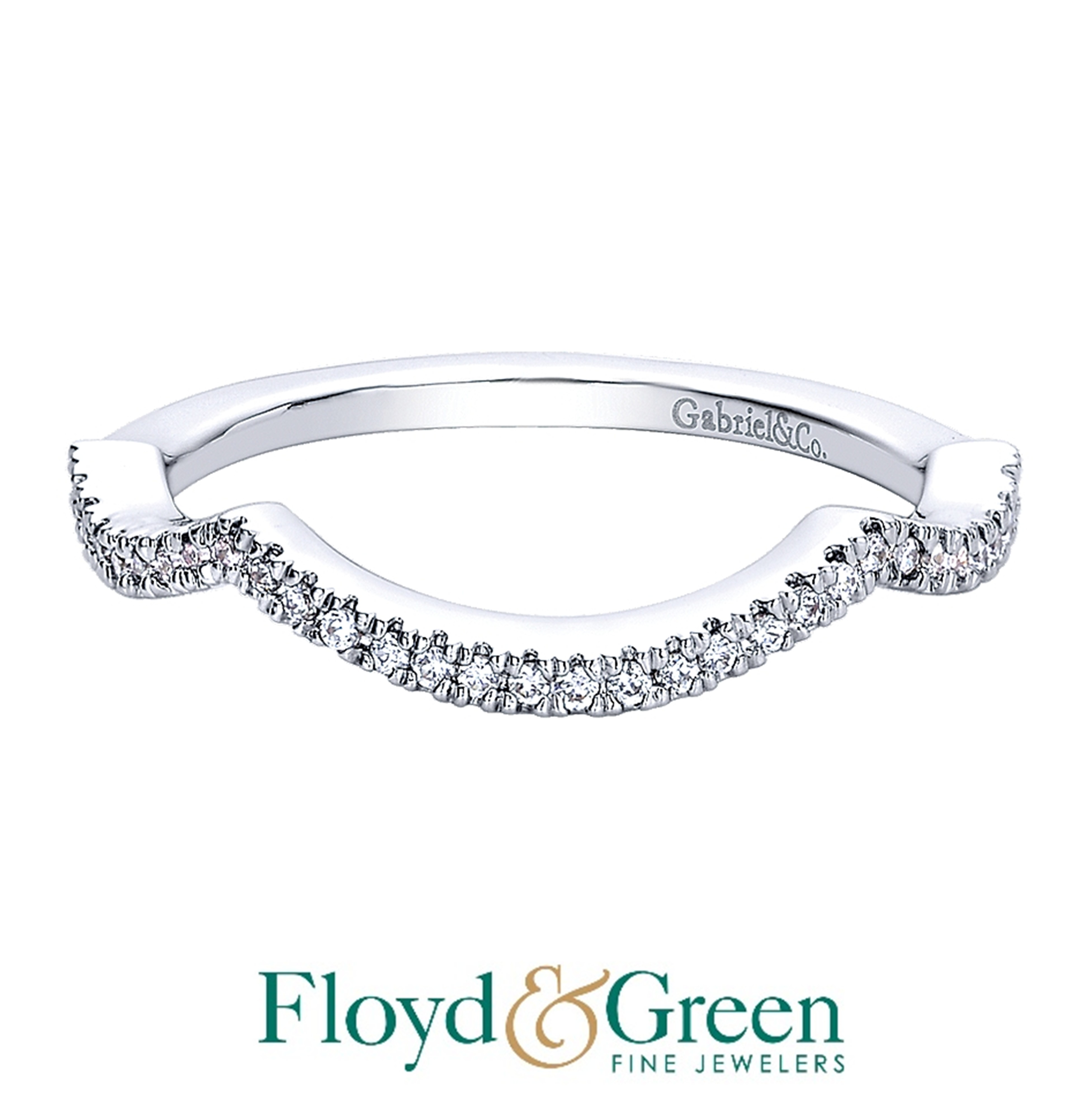 14KW Curved Diamond Wedding Band, Size 6.75, 34 Round, 0.13ct, G-H SI2