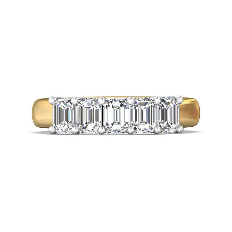 14K Two Tone Anniversary Band with Dia 1.49ctw Size 5.75