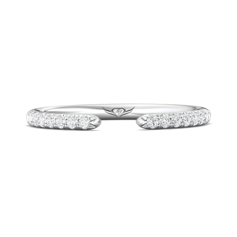 14KW Diamond 0.28CT H-I/SI2 Open Center Wedding Band Ring Size 6.5