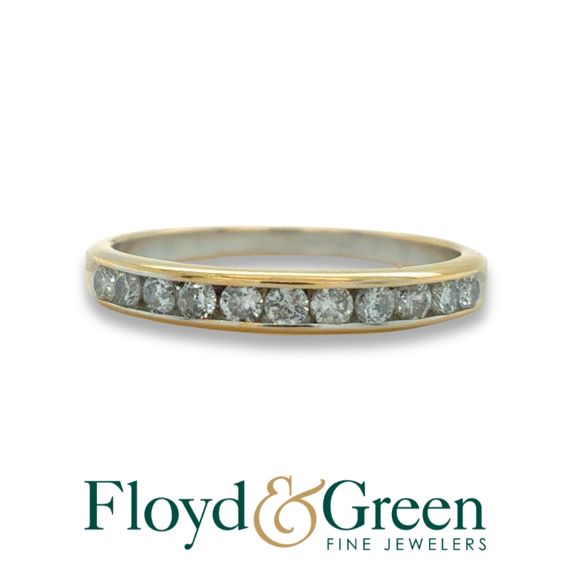 14KW Diamond Band, 11 Round, 0.33ct, I I1, Size 6.5