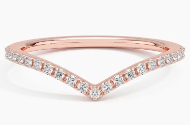 S/O-14K Rose GoldV Curved Diamond Band .23Ctw I-J/SI1 Size 6.5