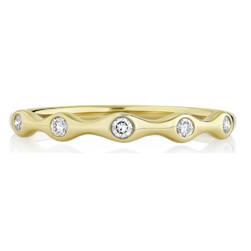 Henri Daussi Scalloped Flush Set Diamond Wedding Band