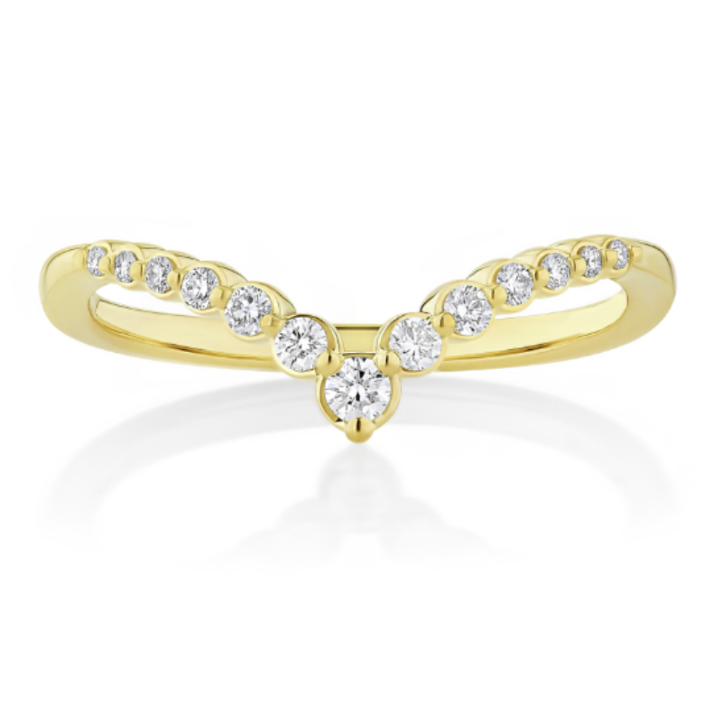 Henri Daussi Deep V Cascading Diamond Wedding Band