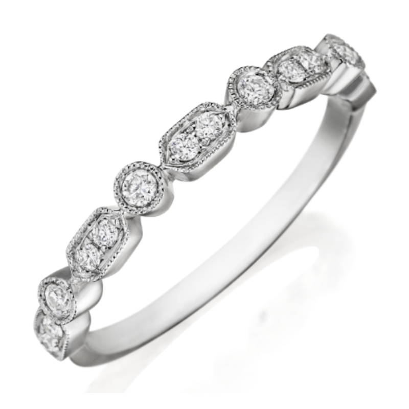 Henri Daussi Art Deco Halfway Version Diamond Band
