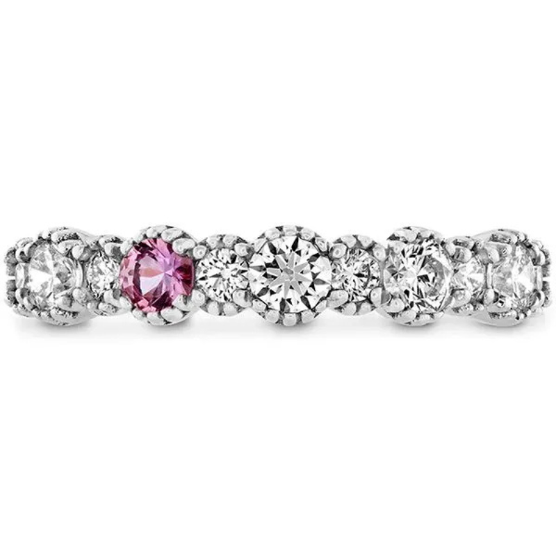 HEARTS ON FIRE Behati Beaded Diamond & Pink Sapphire Wedding Band