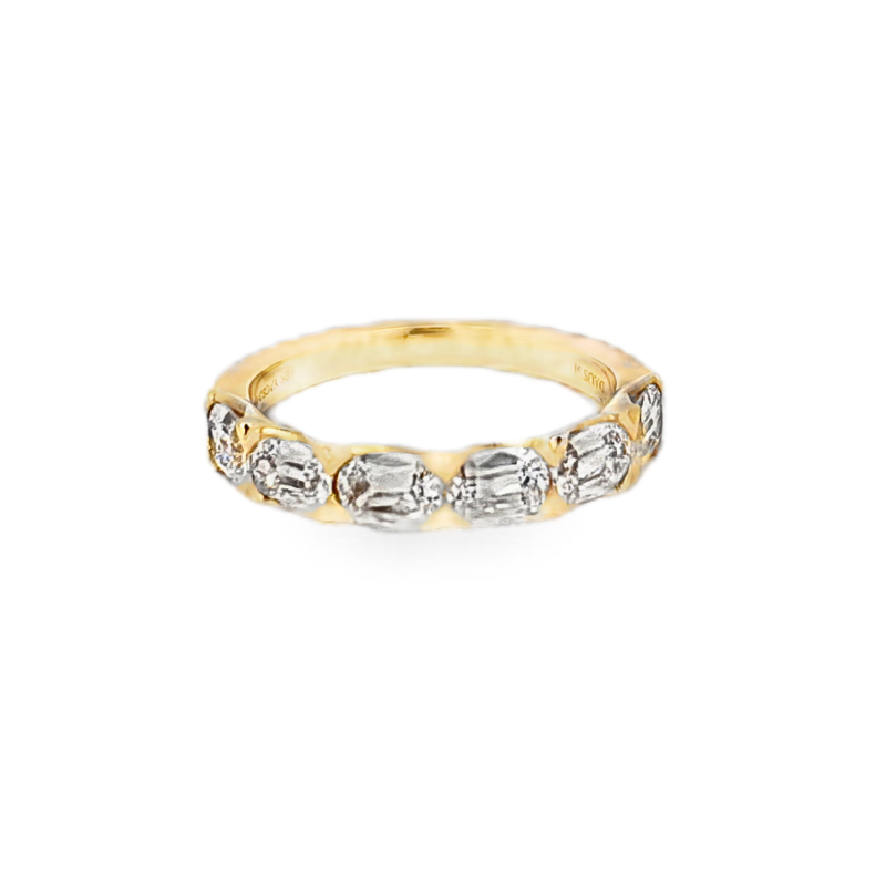 Henri Daussi Shared Prong East/West Cushion Diamond Wedding Band