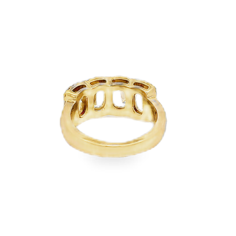 Henri Daussi Shared Prong East/West Cushion Diamond Wedding Band