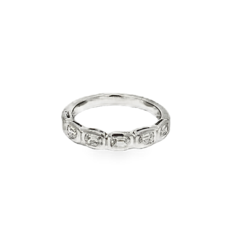Henri Daussi East/West Bezel Set Cushion Diamond Wedding Band