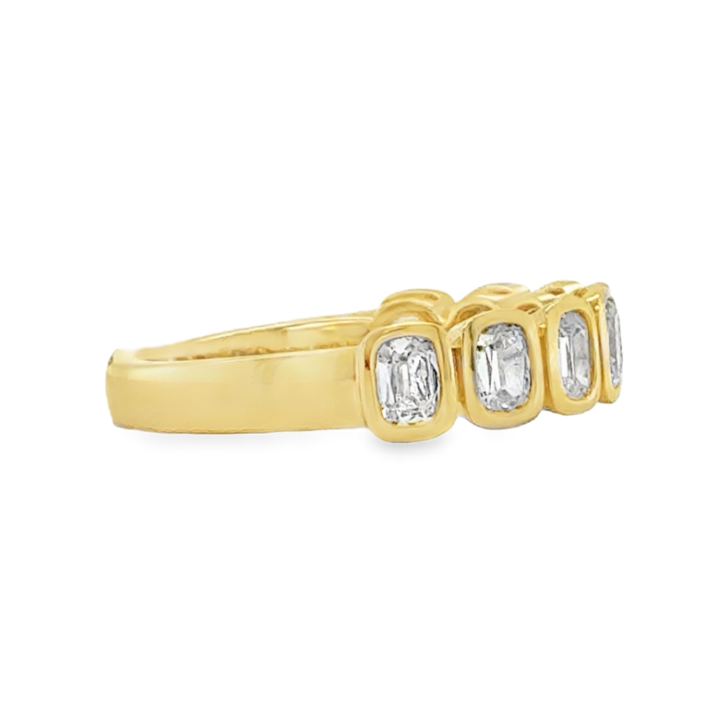 Henri Daussi Bezel Set Cushion Diamond Wedding Band