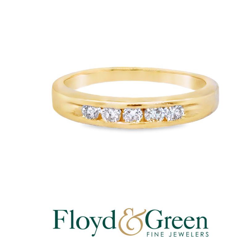14KY Diamond Wedding Band, 5 Round, 0.23ct, I VS1, Size 6.25