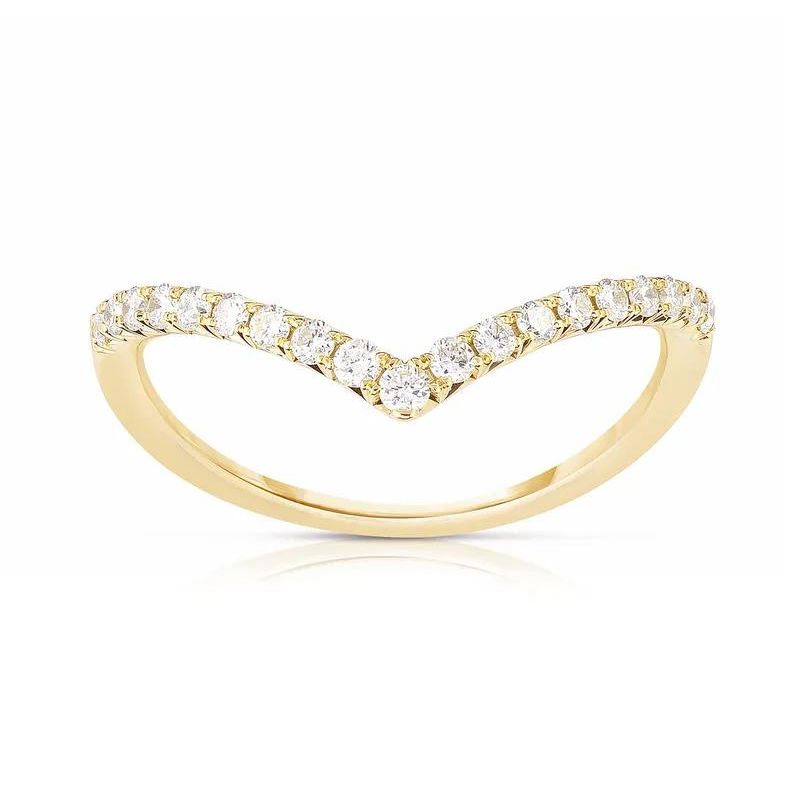 V Curved Diamond Wedding Band
