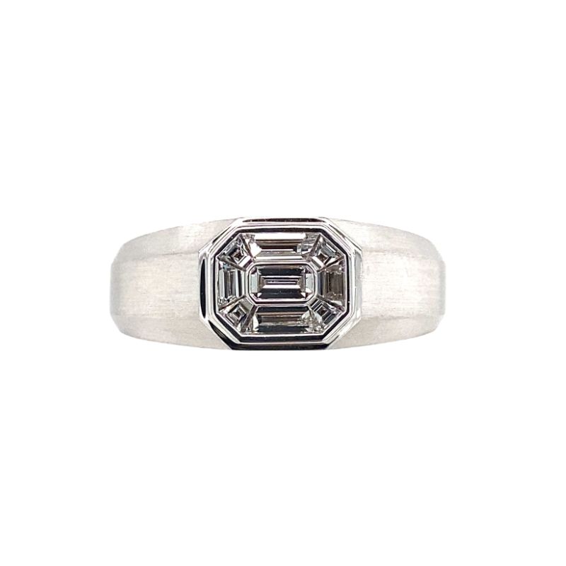 HENRI DAUSSI Mens Diamond Wedding Band