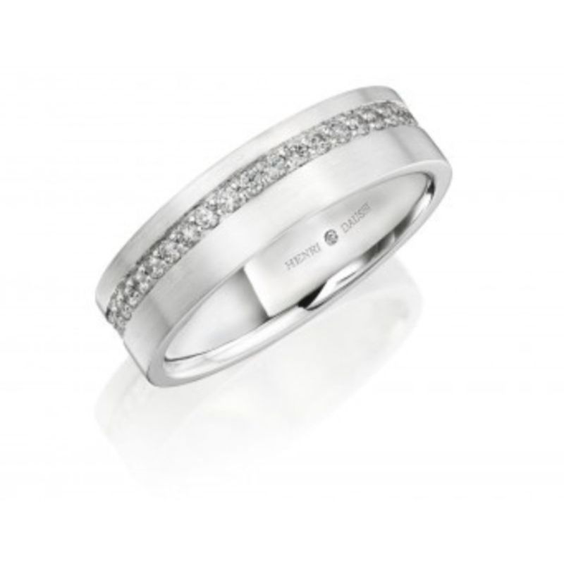 HENRI DAUSSI Men's Off-Center Diamond Wedding Band