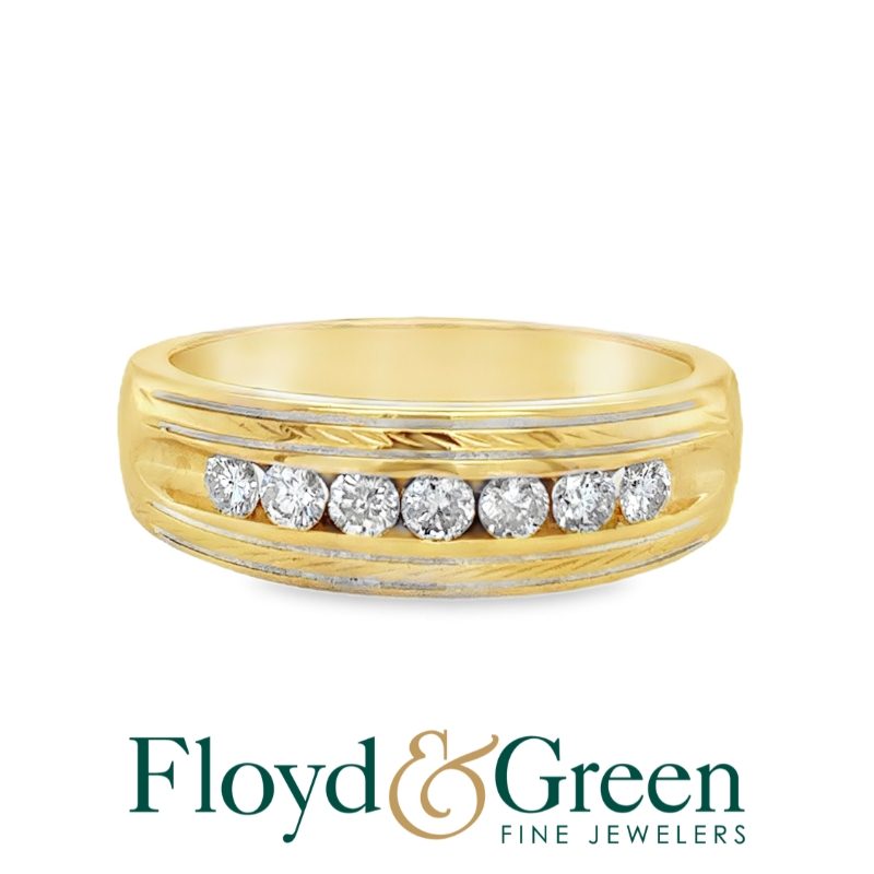10K Two-Tone Diamond Wedding Band, 7 Round, 0.49ct, H SI1, Size 9.75