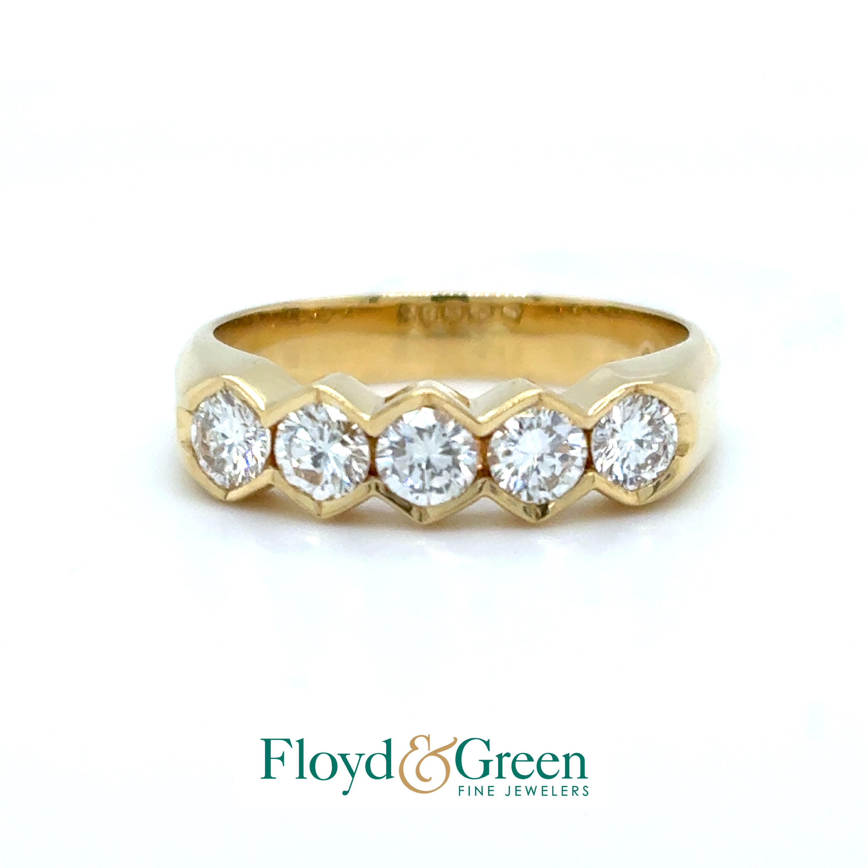 14KY Diamond Anniversary Ring, Size 7, 5 Round, 0.85ct, G VS1