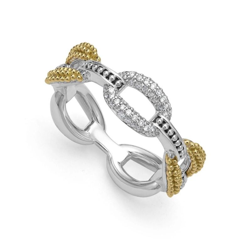 LAGOS Caviar Lux Small Two-Tone Eternity Diamond Ring
