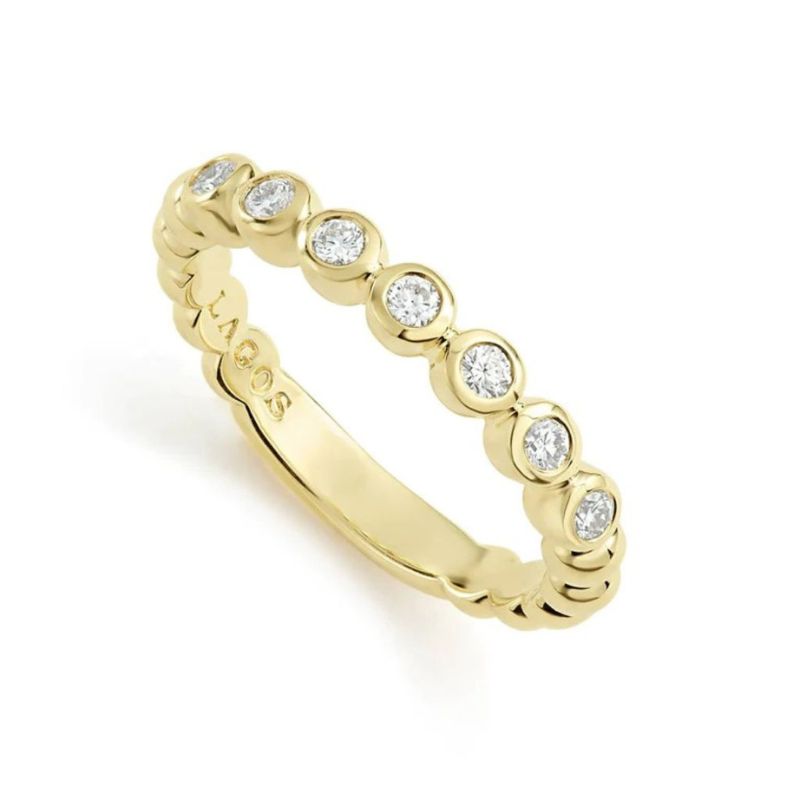 LAGOS Caviar Gold Diamond Stacking Ring