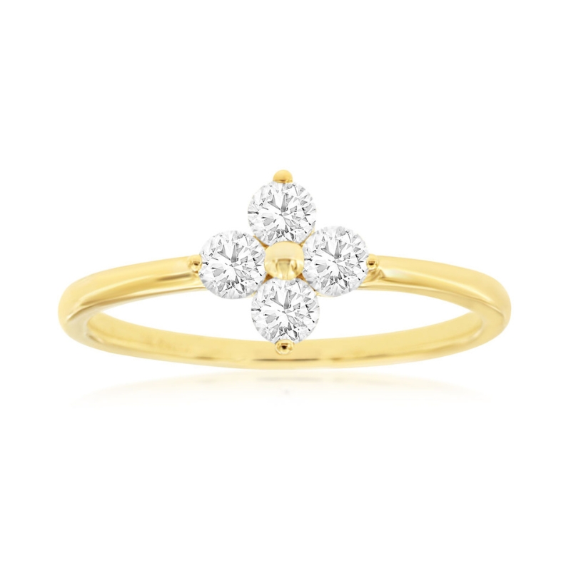 4 Petal Diamond Ring