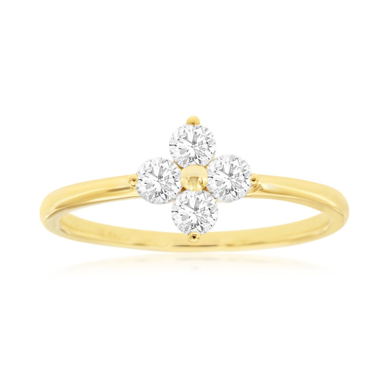 4 Petal Diamond Ring