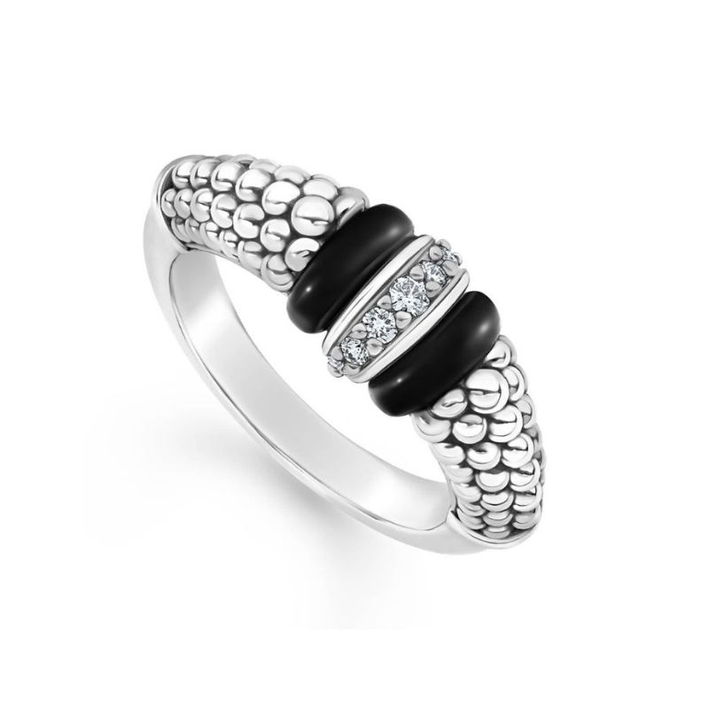 LAGOS Black Caviar Ceramic And Caviar Diamond Ring