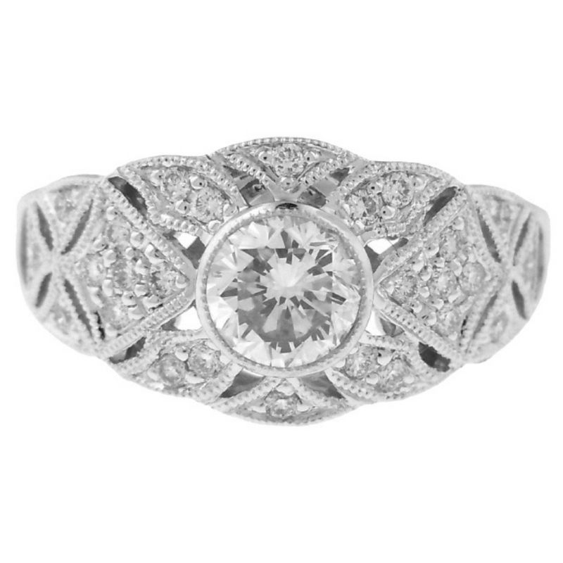 Antique Style Bezel Set Diamond Ring