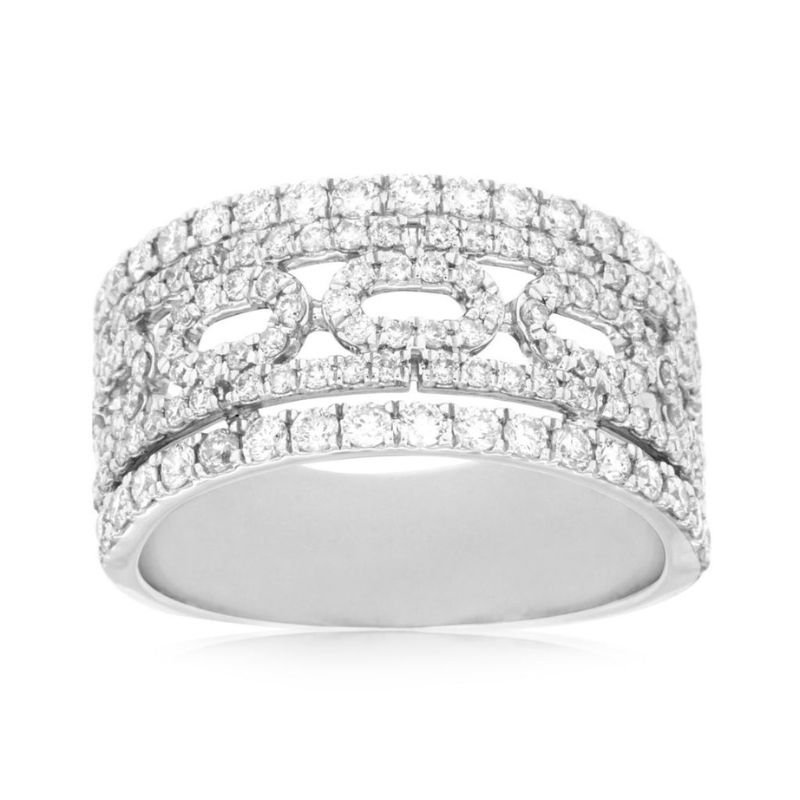 5 Row Oval Link Center Diamond Ring