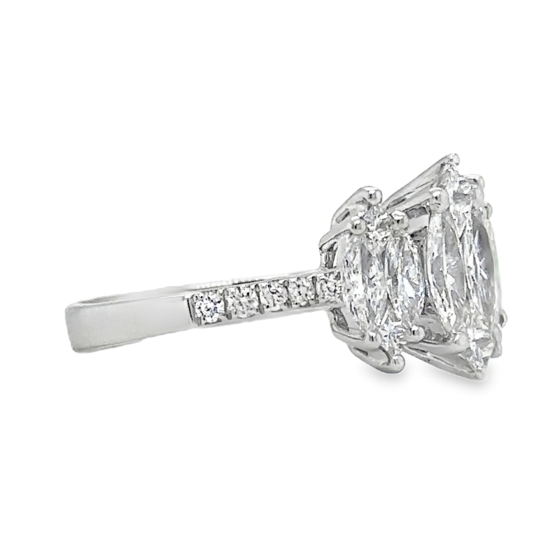 3 Stone Marquise Diamond Illusion Ring