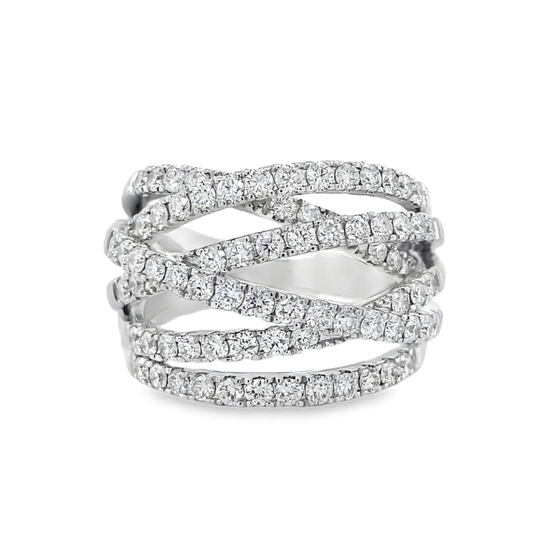 14KW Crossover Stack Diamond 0.30ctw I-J/SI Ring Size 6.5