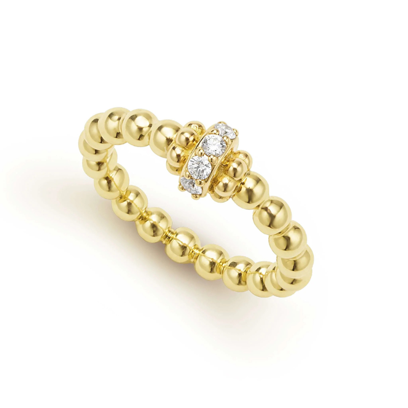 18KY 3mm Caviar Dia .16ctw G-H/SI Stacking Ring Size 7