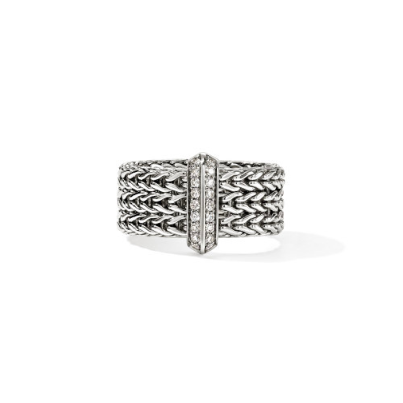 SS Icon Link Diamond Pavé .21ctw 9MM Band Ring SIze 8