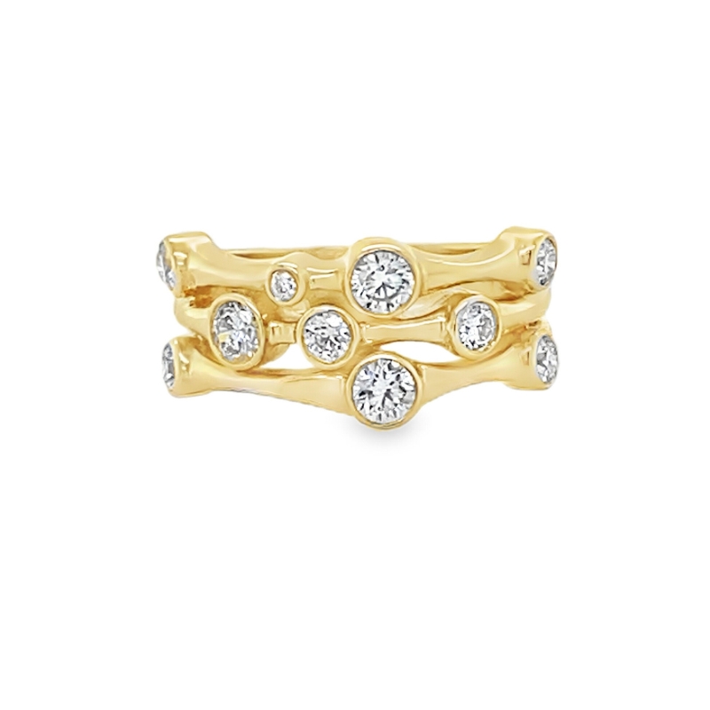 3 Row Bezel Set Diamond Ring