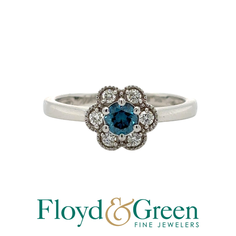 Blue Diamond Floral Ring