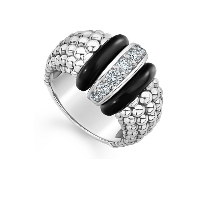 LAGOS Black Caviar Ceramic Caviar Diamond Ring