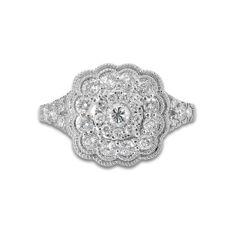 Diamond Double Halo Floral Ring