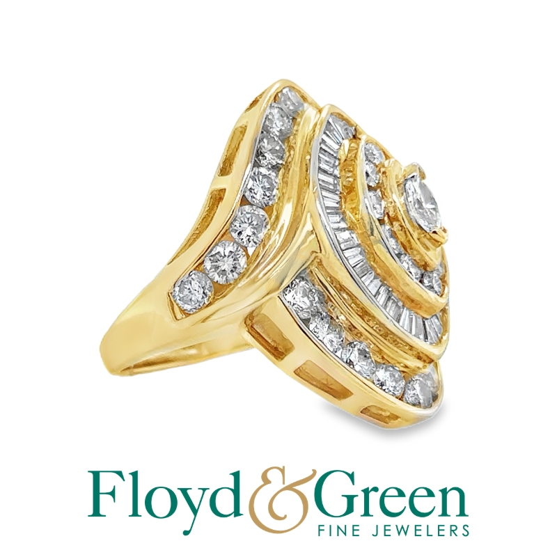 Diamond Triple Halo Bypass Cocktail Ring