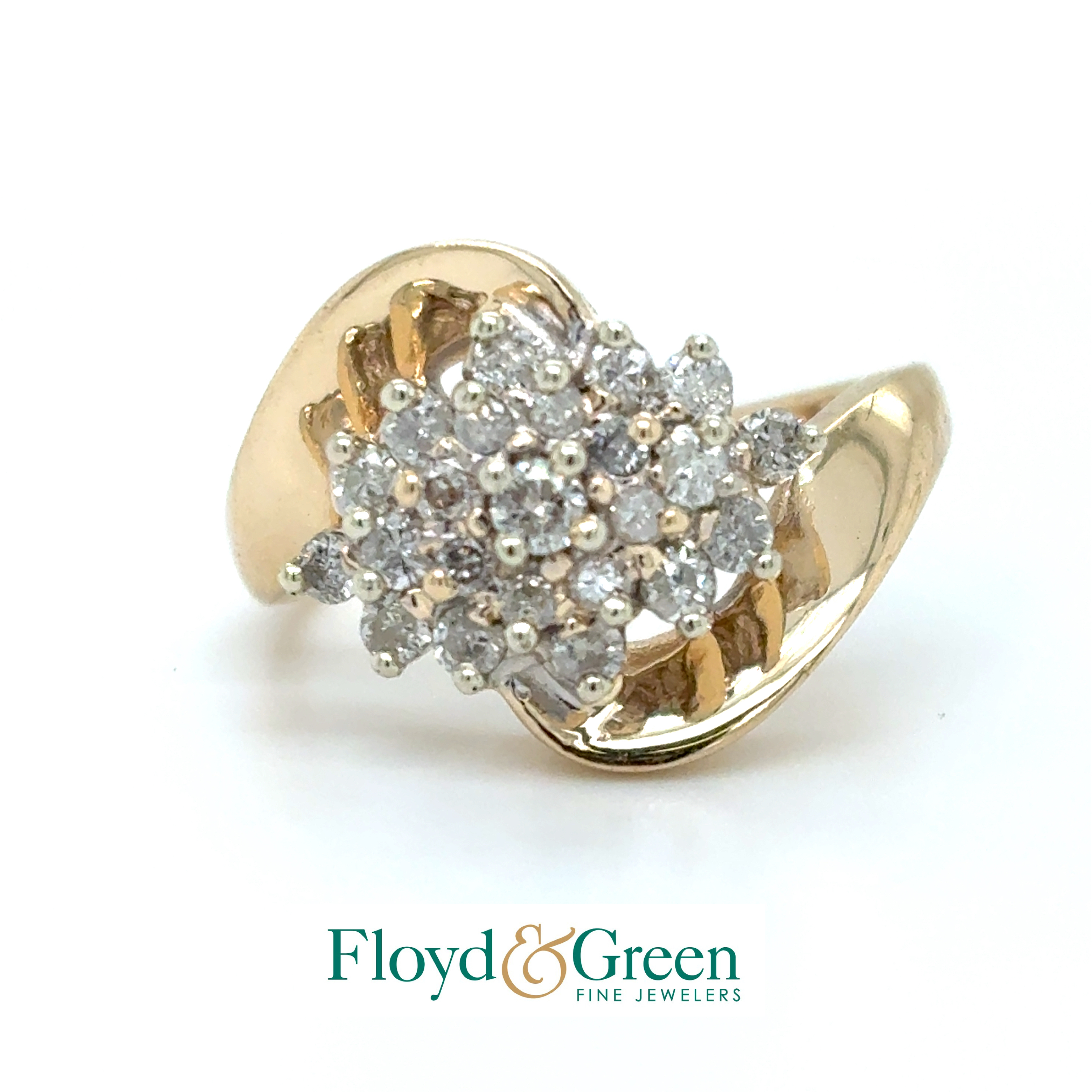 14K Two-Tone Diamond Ring, 19 Round, 0.36ct, J I1, Size 6.5