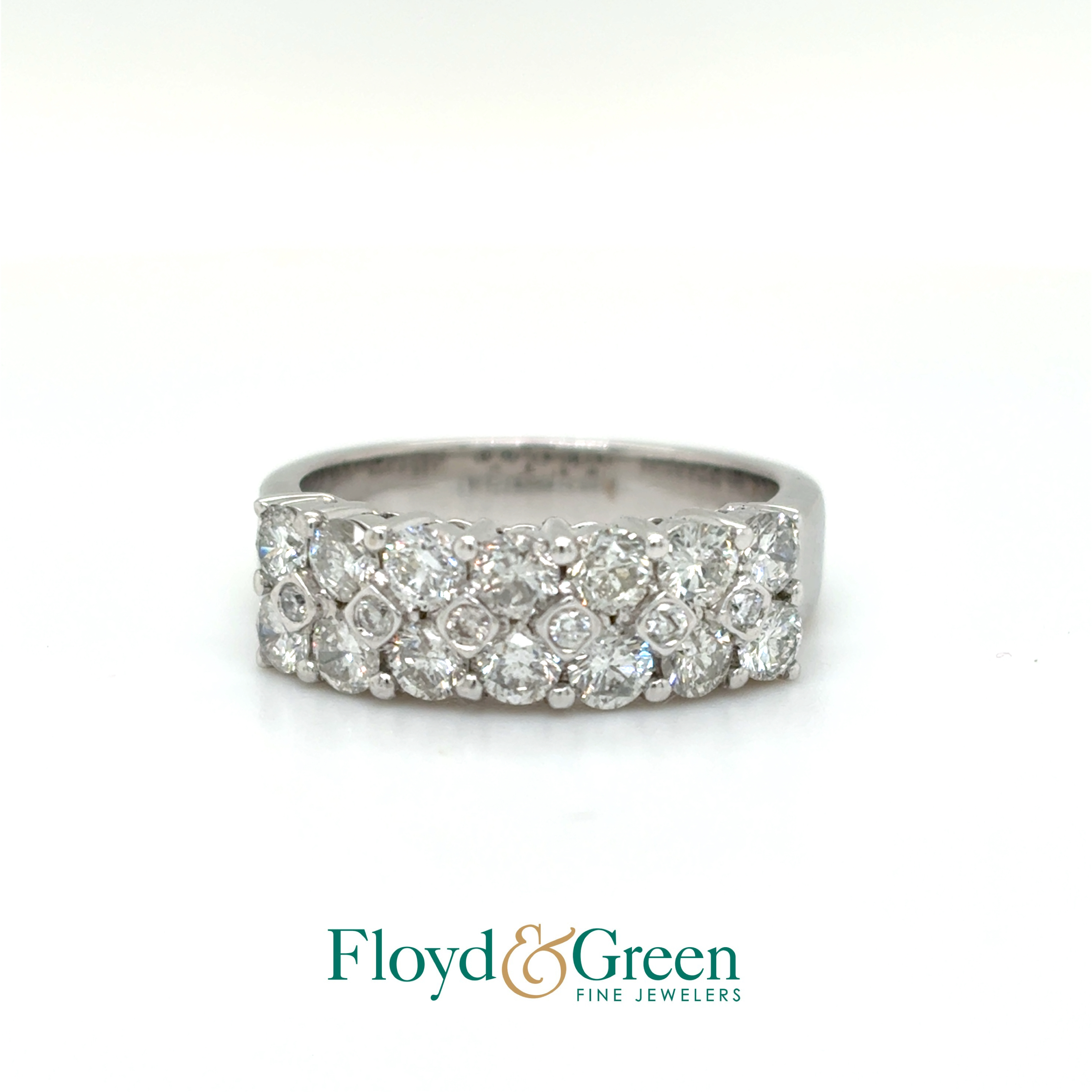 14KW Diamond Ring, 14 Round, 1.26ct, H-I I1, 6 Round, 0.10ct H-I SI1-SI2, Size 6.75
