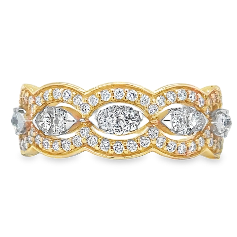 Wide Scalloped Diamond Band