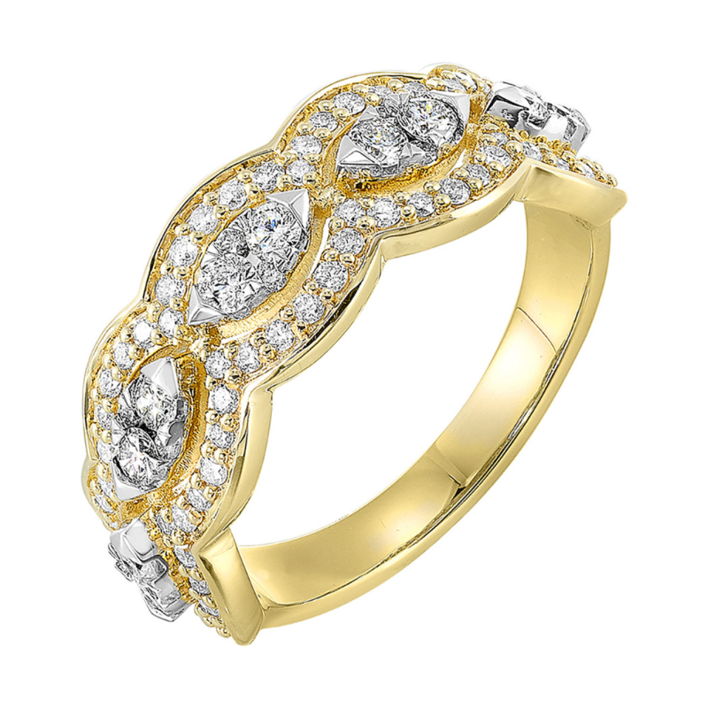 14 Karat Yellow Wide Scalloped Diamond Band